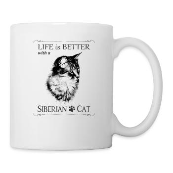 La vie est plus belle avec un chat sibérien - Mug blanc - blanc - Droite