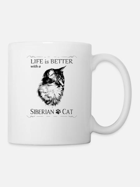 Life is more beautiful with a Siberian cat - Mug - white