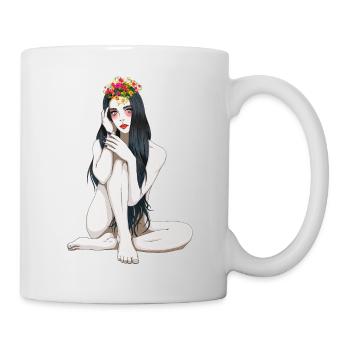 Blumenkind Fantasy sexy Girl nackte Frau Elfe - Tasse - Weiß - Rechts