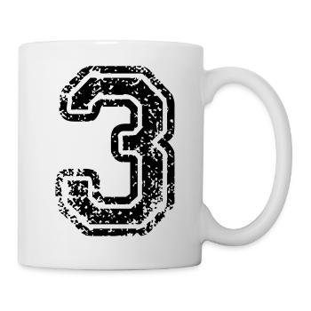 3 - Nummer - Tasse - Weiß - Rechts
