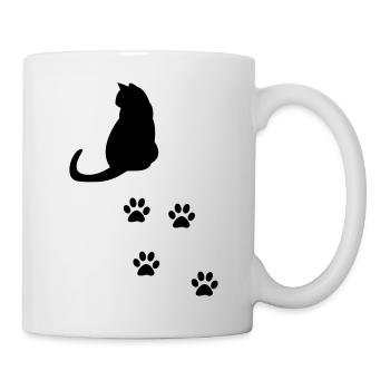 Katze mit Pfoten - Tasse - Weiß - Rechts