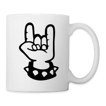 gehörnten Zeichen metal fork rock hand sign devil - Tasse - Weiß - Rechts