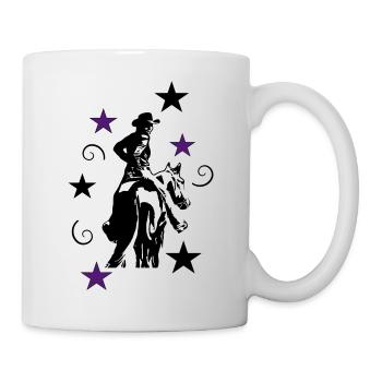 Cowgirl Western Rider with horse silhouette - Mug - white - Right