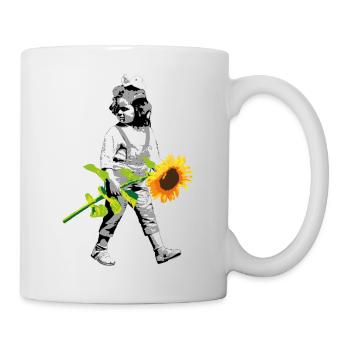 Blumenkind | Mädchen mit Sonnenblume - Tasse - Weiß - Rechts