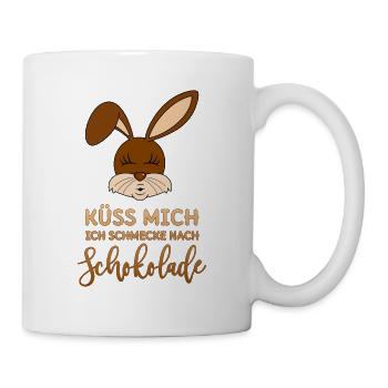 Küss mich Ich schmecke nach Schokolade Hase Spruch - Tasse - Weiß - Rechts