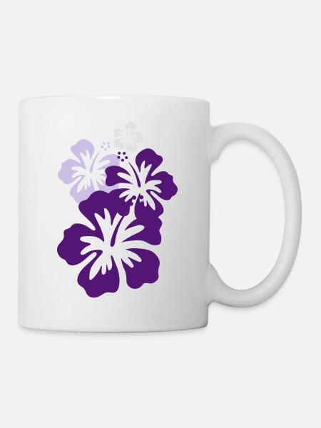 hibiskus violett - Tasse - Weiß