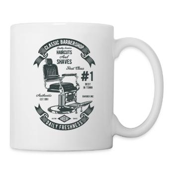 Friseur Shop Vintage - Tasse - Weiß - Rechts