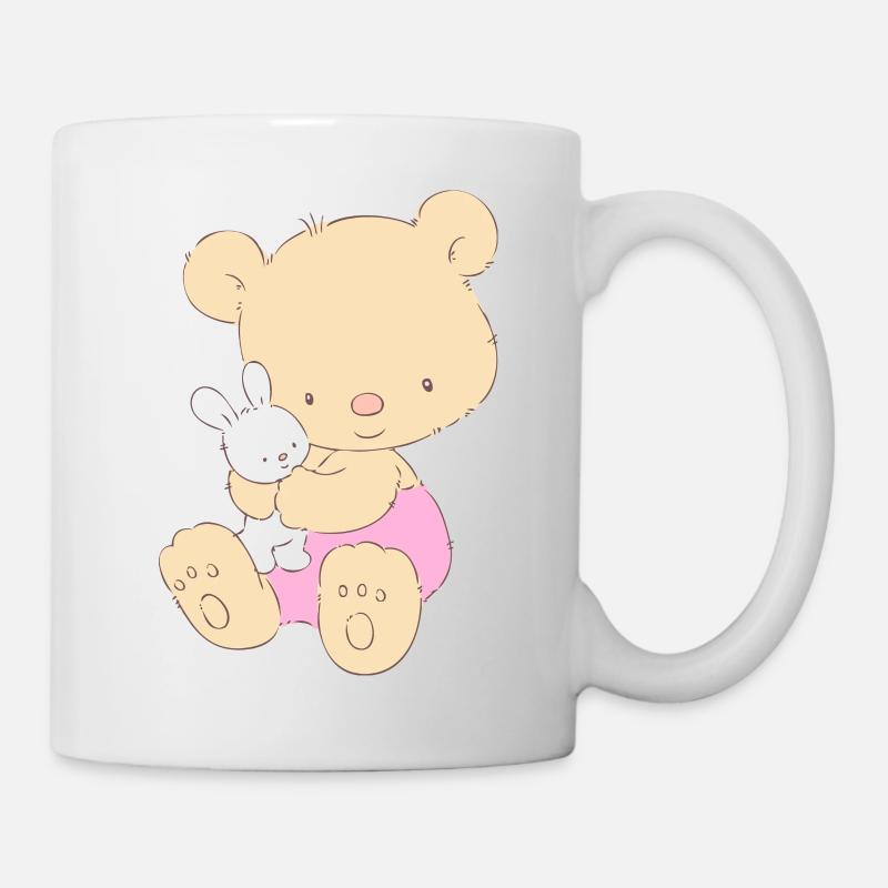 Teddy Bear with Toy Bunny - Mug blanc - blanc