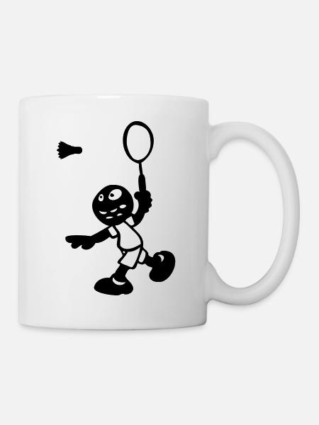 dessin cartoon BD sport badminton rigolo - Mug blanc - blanc