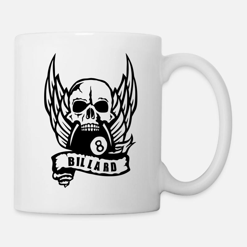 billard tete mort skull aile banderole logo - Mug blanc - blanc