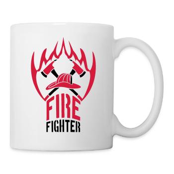 Fire flame helmet 2 axes firefighter - Mug - white - Right