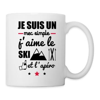 j'aime la ski et l'apéro, cadeau skieur, alcool - Mug blanc - blanc - Droite