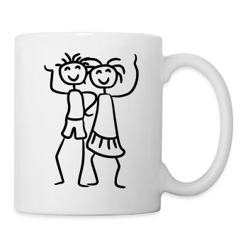2 Geschwister Junge Mädchen Paar Pärchen Liebe - Tasse - Weiß - Rechts