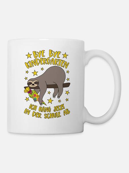 Bye Bye Kindergarten Faultier Schule Abhängen - Tasse - Weiß