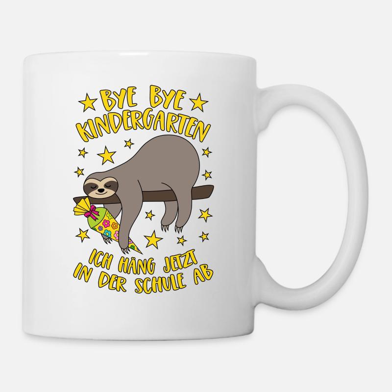 Bye Bye Kindergarten Faultier Schule Abhängen - Tasse - Weiß
