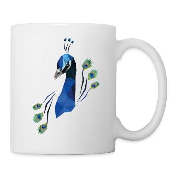 blauer Pfau - Tasse - Weiß - Rechts
