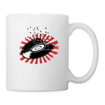 Vinyl ist Freiheit - Musik - Vogel - Retro - Tasse - Weiß - Rechts