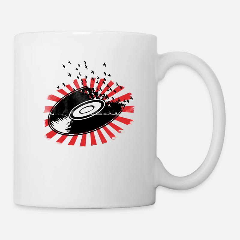 Le vinyle est la liberté - Musique - Oiseau - Rétro - Mug blanc - blanc