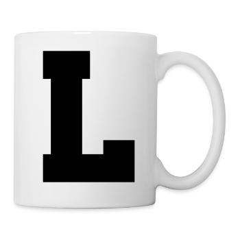 L - capital letter single, bold and serif - Mug - white - Right