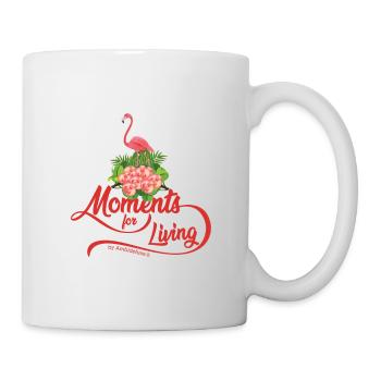 Pink flamingo with pink flowers on green - Tasse - Weiß - Rechts