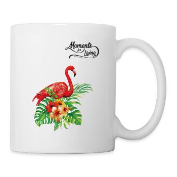 Red Flamingo and Flowers summer design tropical - Tasse - Weiß - Rechts