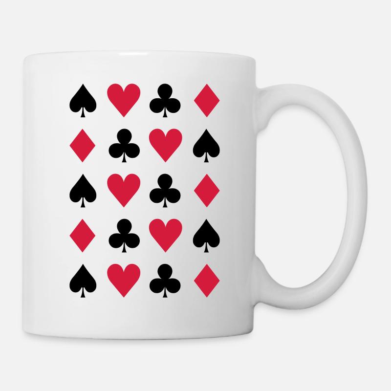 Muster aus Herz, Pik, Kreuz und Karo - Tasse - Weiß