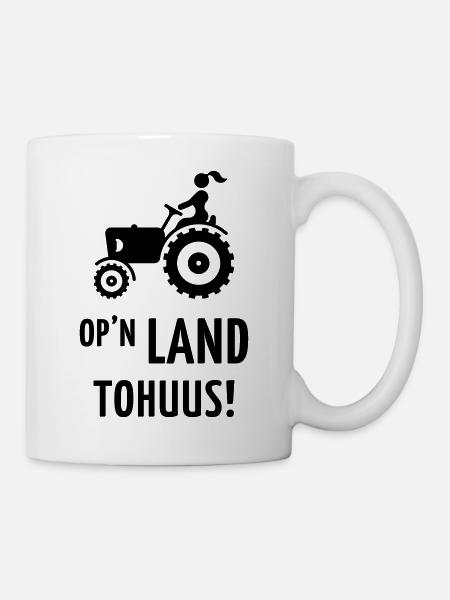 Op’n Land tohuus! (Landfrau / Plattdeutsch) - Tasse - Weiß