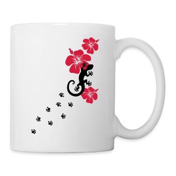 Gecko, Lézard, flower, surf, aloha, sport, fleur, - Mug blanc - blanc - Droite