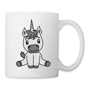 einhorn unicorn süßes niedliches sitzendes comic c - Tasse - Weiß - Rechts