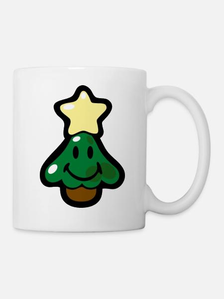 Smiley Christmas Tree with Star - Tasse - Weiß