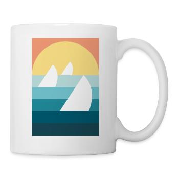 Voiliers, devant, coucher soleil, port, propriétaire bateau - Mug blanc - blanc - Droite
