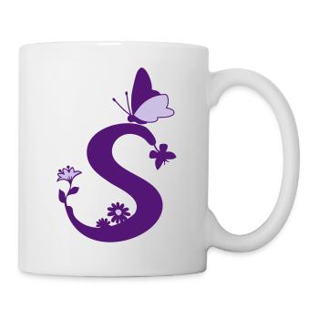 Butterfly Decoration Letter Initial S - Mug - white - Right