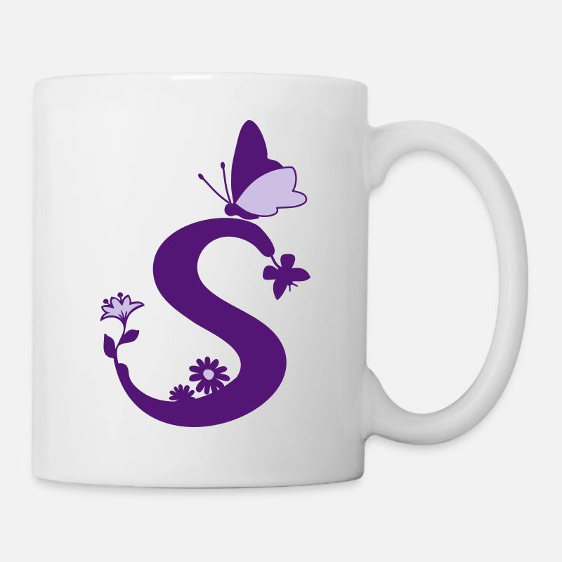 Schmetterling Dekoration Buchstabe Initiale S - Tasse - Weiß