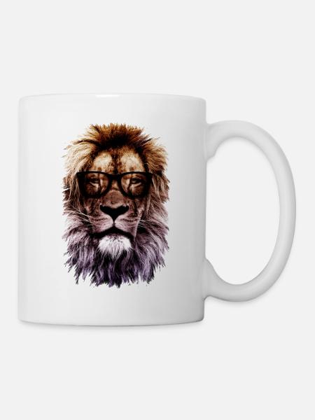 Hipster Löwe - Tasse - Weiß