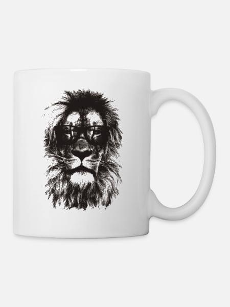 Lion de hipster noir - Mug blanc - blanc