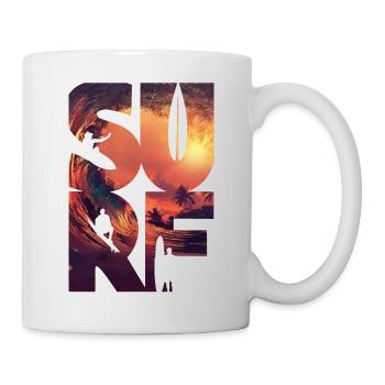 Surfeur surf vagues de surf - Mug blanc - blanc - Droite