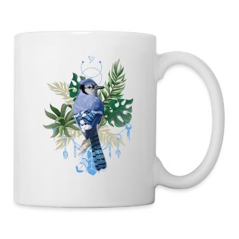 Oiseau tropical d’été cadeau énergie fleur art - Mug blanc - blanc - Droite
