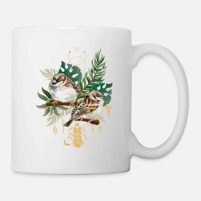 Fleur tropicale oiseau d’été cadeau méditation - Mug blanc - blanc