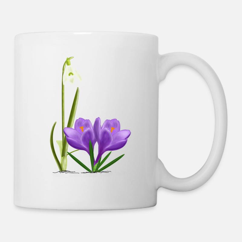 Perce-neige et crocus, printemps - Mug blanc - blanc