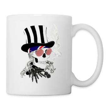 Skull avec des lunettes de soleil roses et des cylindres - Mug blanc - blanc - Droite