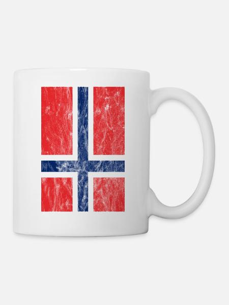 Scandinavian Cross Norway Flag Vintage - Mug - white