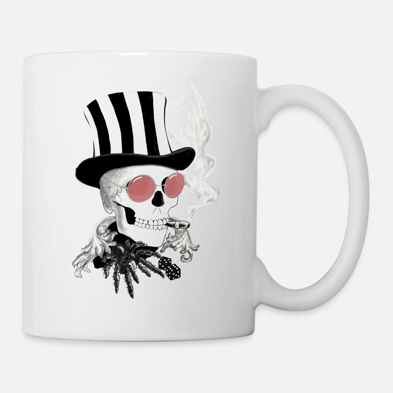 Skull mit rosa Sonnenbrille - Tasse - Weiß