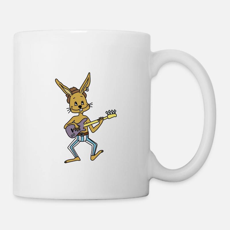 Basse, jouer, lapin - Mug blanc - blanc