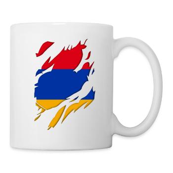 Armenia flag torn motif - Mug - white - Right