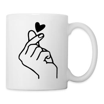 snapping hand with heart - Mug - white - Right