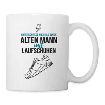 Läufer alter Mann mit Laufschuhen - Tasse - Weiß - Rechts