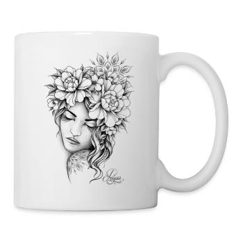 Pfingstrosen-Zierfrau - Tasse - Weiß - Rechts