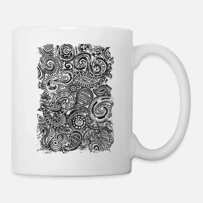 Paisley doodle noir - Mug blanc - blanc