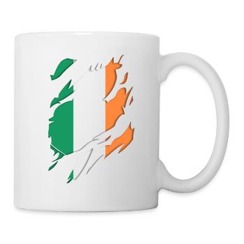 Ireland flag torn motif - Mug - white - Right