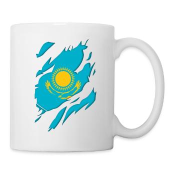 Kazakhstan flag torn motif - Mug - white - Right